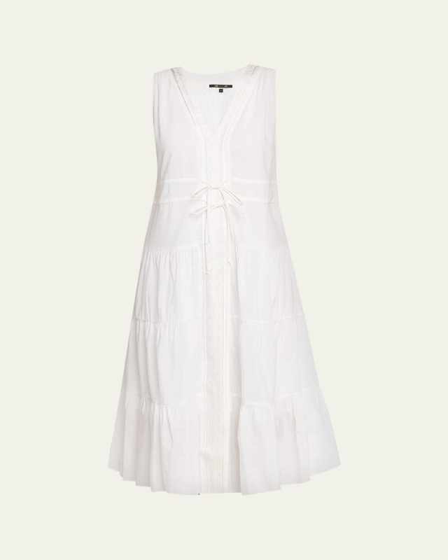 Edison Tiered Geo-Embroidered Midi Dress